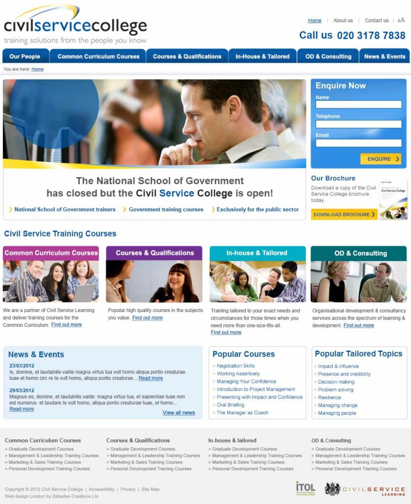 Civil Service College Usability Web Design