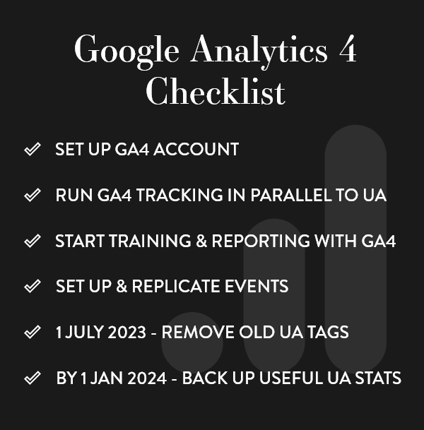 Checklist to migrate to Google Analytics 4 / G4 Checklist