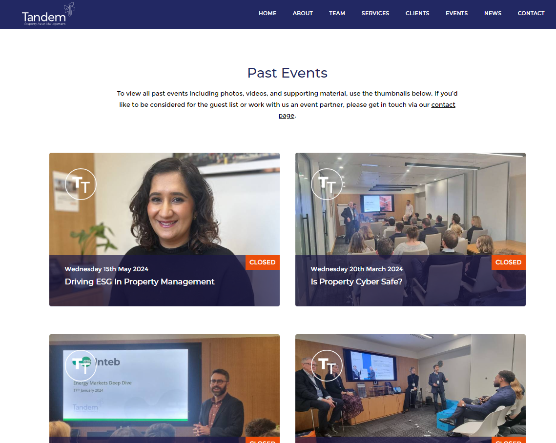 past event page design