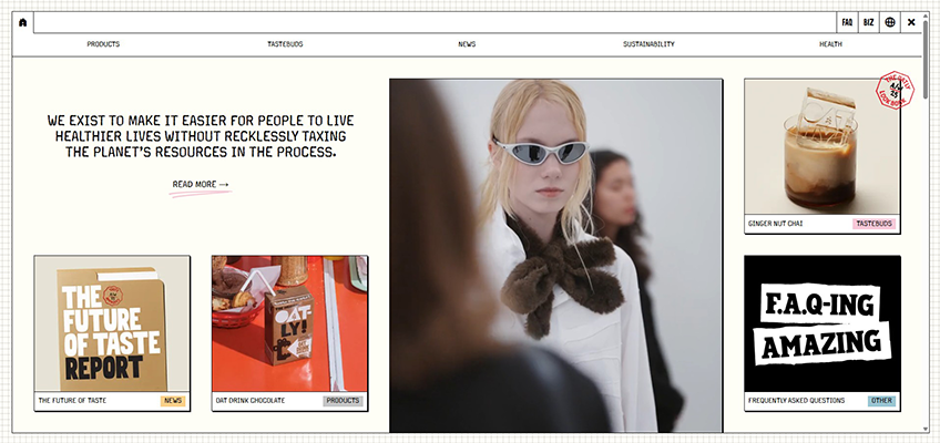 Oatly web design demonstrating creative brand personality